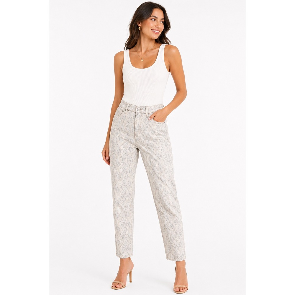 Dear John Gisele High Waisted Skinny Jeans Snakeskin Print Neutral Size 27